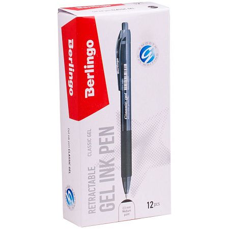 Ручка гелевая автоматическая Berlingo "Classic Gel" черная, 0,5мм, грип 