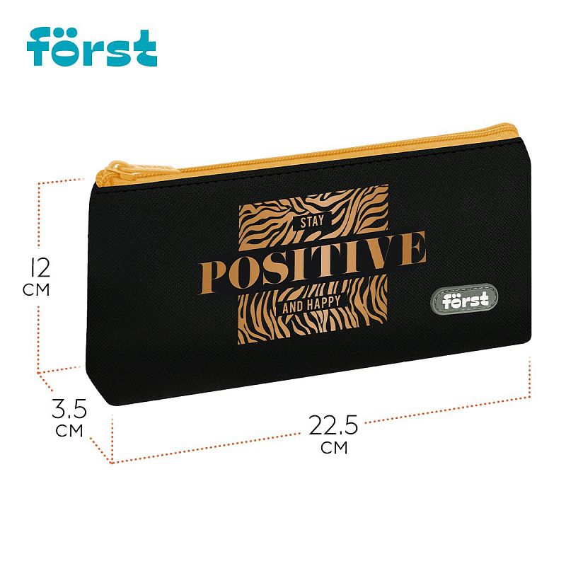 Пенал мягкий 1 отделение, 225*120*35 Först "Positive", текстиль 