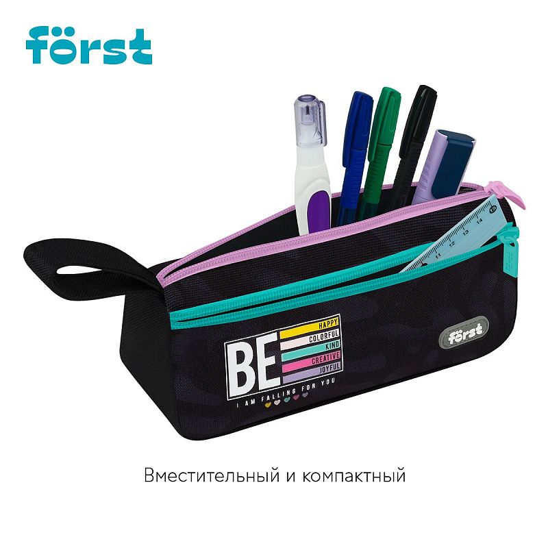 Пенал мягкий 1 отделение, 1 карман, 220*100*60 Först "Falling for you", текстиль 
