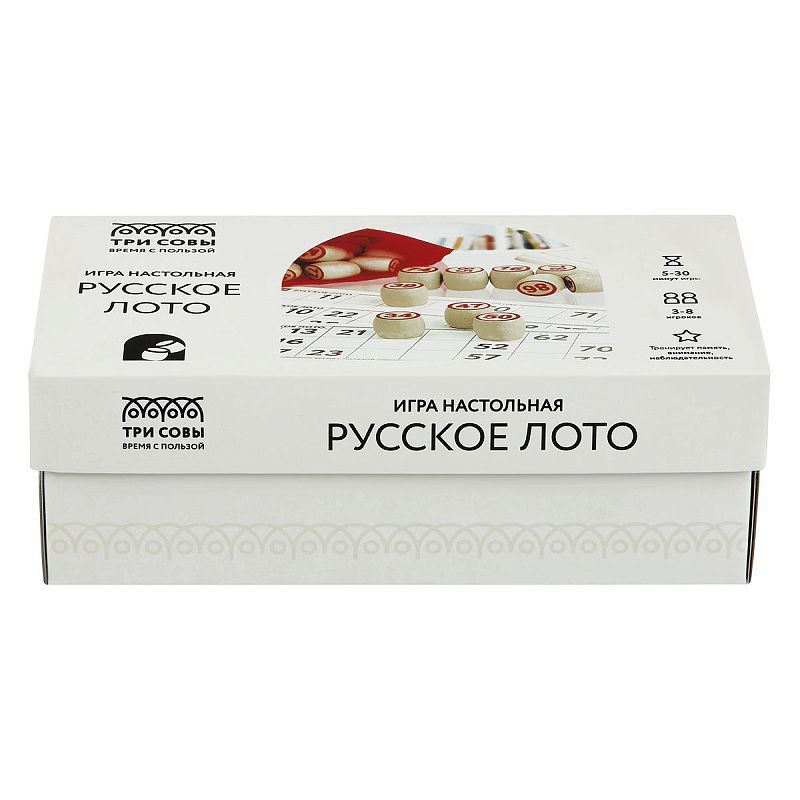Игра настольная ТРИ СОВЫ "Русское лото", с бочонками, картонная коробка