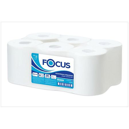 Полотенца бумажные в рулонах Focus Jumbo, 1-слойные, 280м/рул., ЦВ, белые 