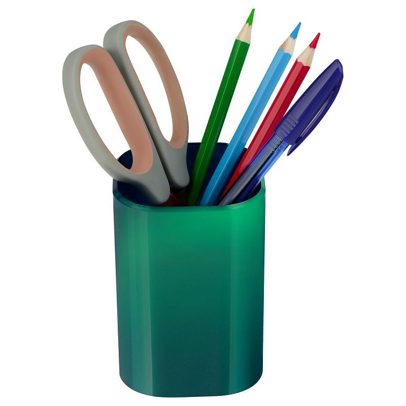 Подставка-стакан СТАММ "Фаворит", пластиковая, квадратная, зеленый хамелеон