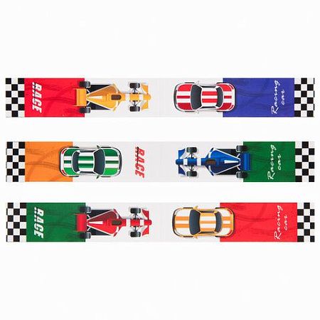 Закладки для книг с магнитом RACE CARS, набор 6 шт., блестки, 25x196 мм, ЮНЛАНДИЯ, 113446 