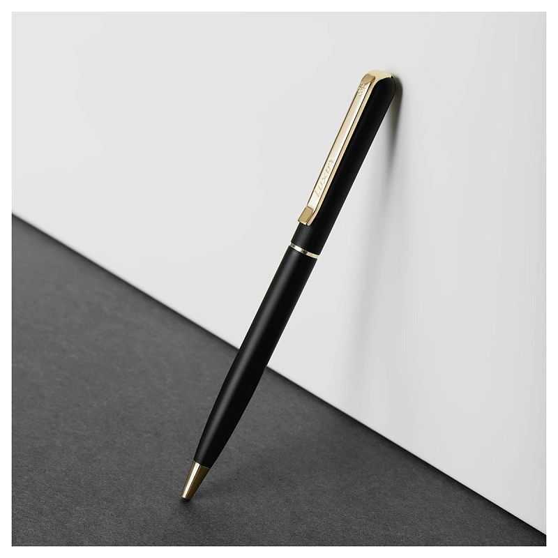 Ручка шариковая Luxor "Alenia" синяя, 1,0мм, корпус черный/золото, поворотный механизм, футляр 