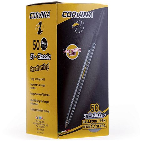 Ручка шариковая Corvina "51 Classic" черная, 1,0мм, прозрачный корпус 
