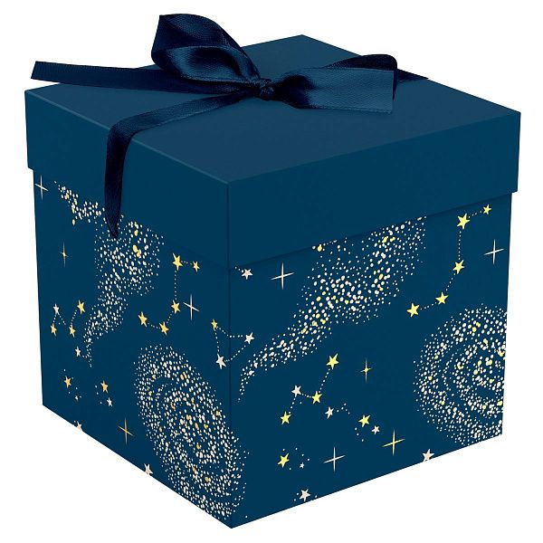 Коробка складная подарочная MESHU "Magic", (28*28*28см), с лентой, отд фольгой