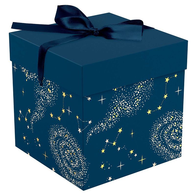 Коробка складная подарочная MESHU "Magic", (28*28*28см), с лентой, отд фольгой