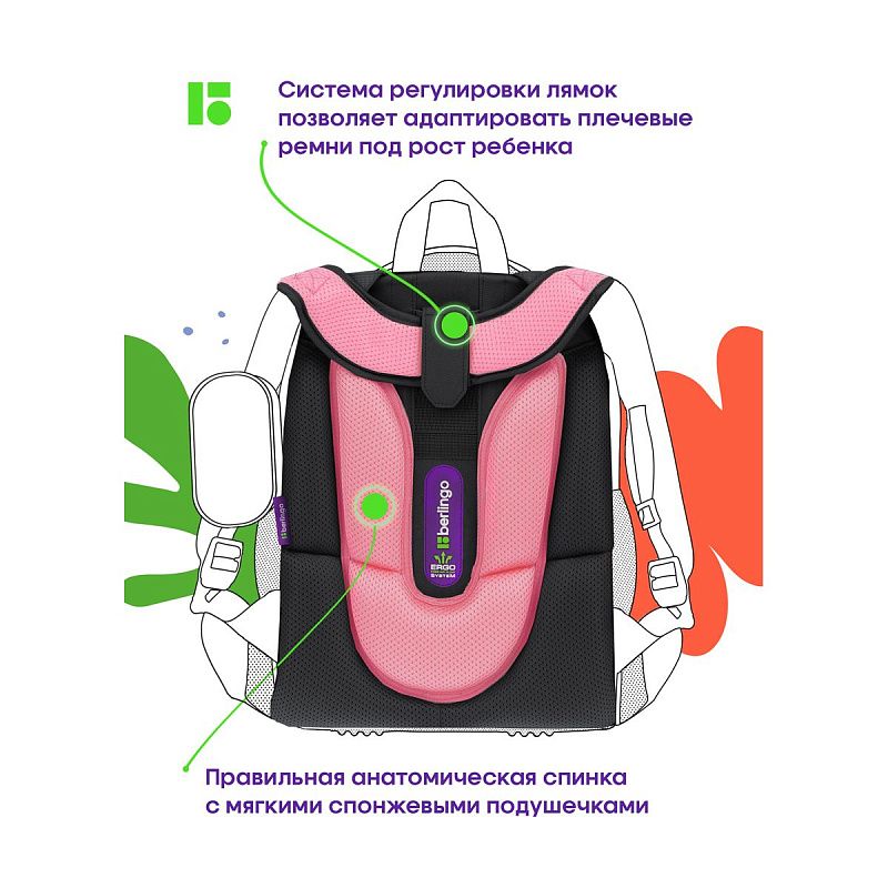 Ранец Berlingo Expert "Little fairy" 37*28*16см, 2 отделения, 2 кармана, анатомическая спинка 