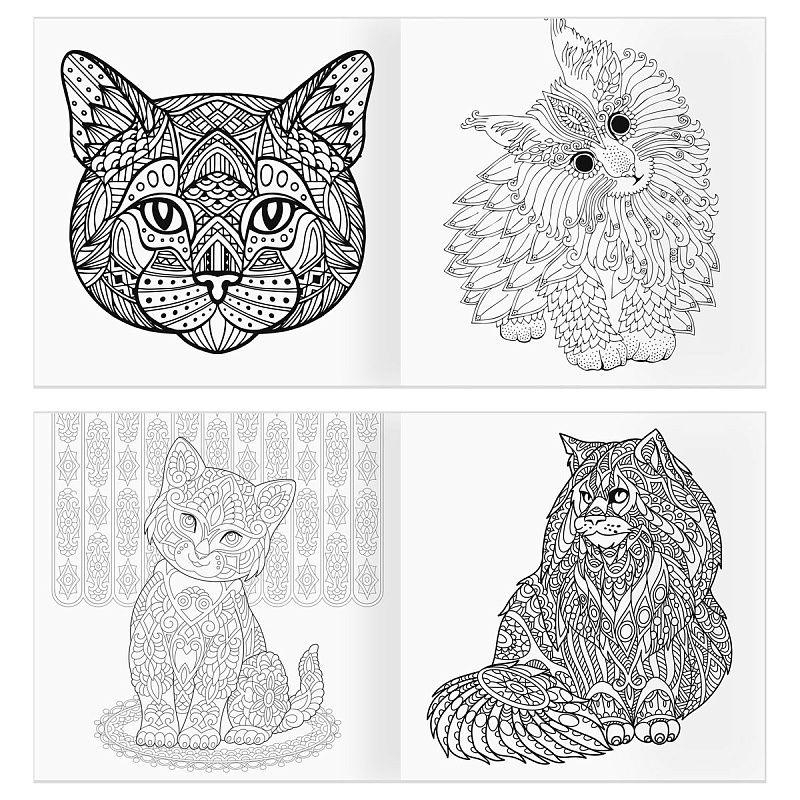 Раскраска для взрослых 228*228 ТРИ СОВЫ "Антистресс-терапия. Такие разные кошки", 64стр., склейка