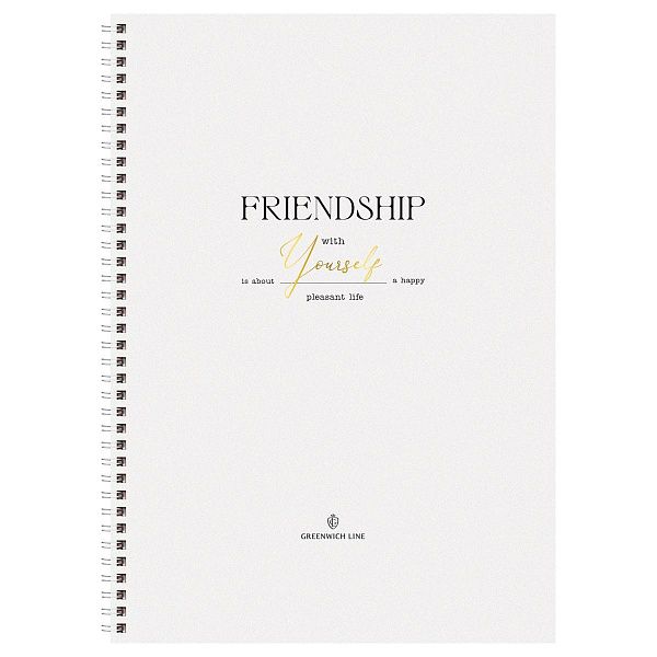 Тетрадь 80л., А4, клетка на гребне GreenwichLine "Friendship", матовая ламинация, тиснение фольгой, 80г/м2