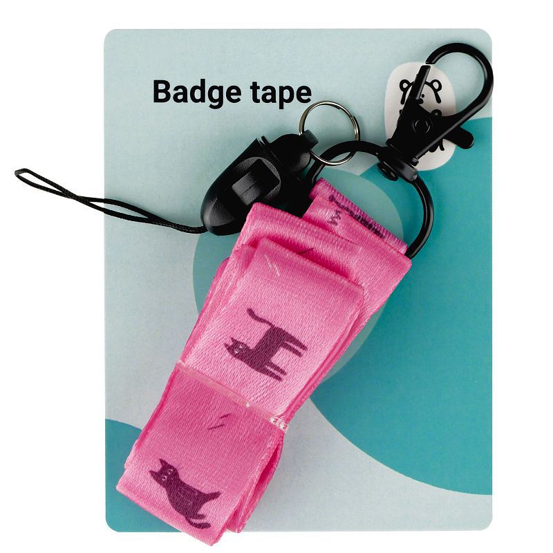 Лента для бейджей MESHU "Meow", 45см, петелька, карабин, опп пакет с европодвесом