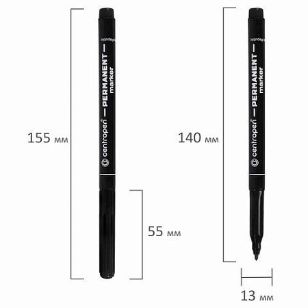Маркер перманентный CENTROPEN 2536, ЧЕРНЫЙ, тонкий наконечник, 1 мм, трехгранная зона захвата, 6 2536 0112 