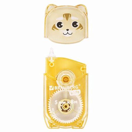 Корректирующая лента BRAUBERG KIDS "ЗВЕРЯТА", 5 мм х 8 м, механизм перемотки, корпус ассорти, блистер, 272499
