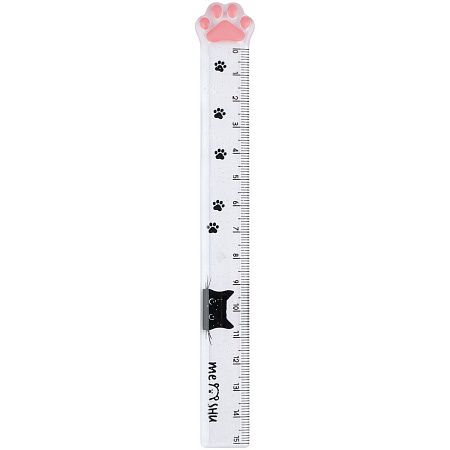 Линейка 15см MESHU "Paw", пластиковая, тонированная, с блестками, ассорти, европодвес 