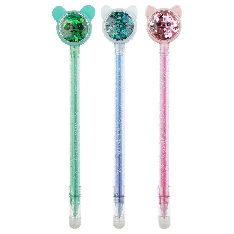 Ручка гелевая стираемая MESHU "Funny smile" синяя, 0,5мм, корпус ассорти, с топпером 