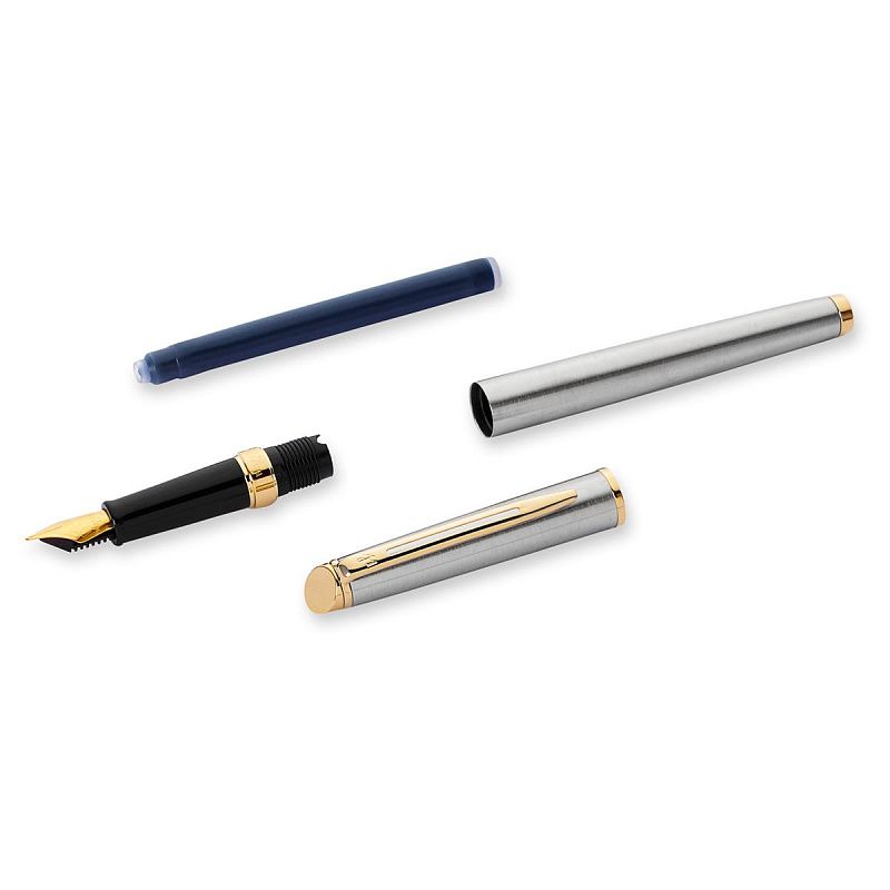 Ручка перьевая Waterman "Hemisphere Stainless Steel GT" синяя, 0,8мм, подарочная упаковка 