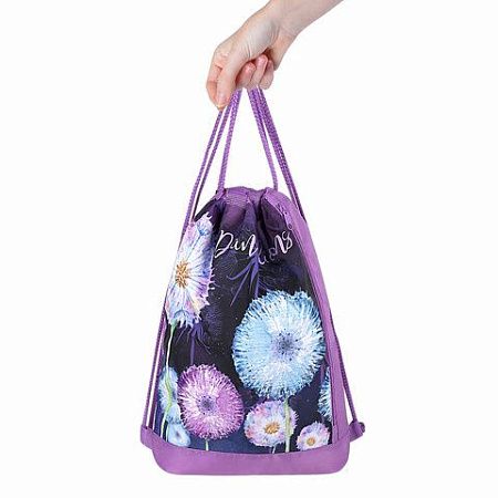 Мешок для обуви ЮНЛАНДИЯ с ручками, боковой карман на молнии, 46х36 см, "Flowers", 271065 