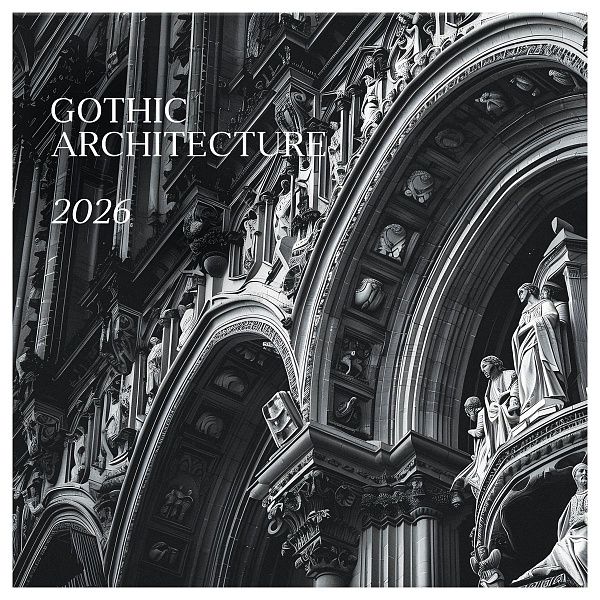 Календарь настенный перекидной на скрепке, 290*290 мм 12л. BG "Архитектура", 2026г.