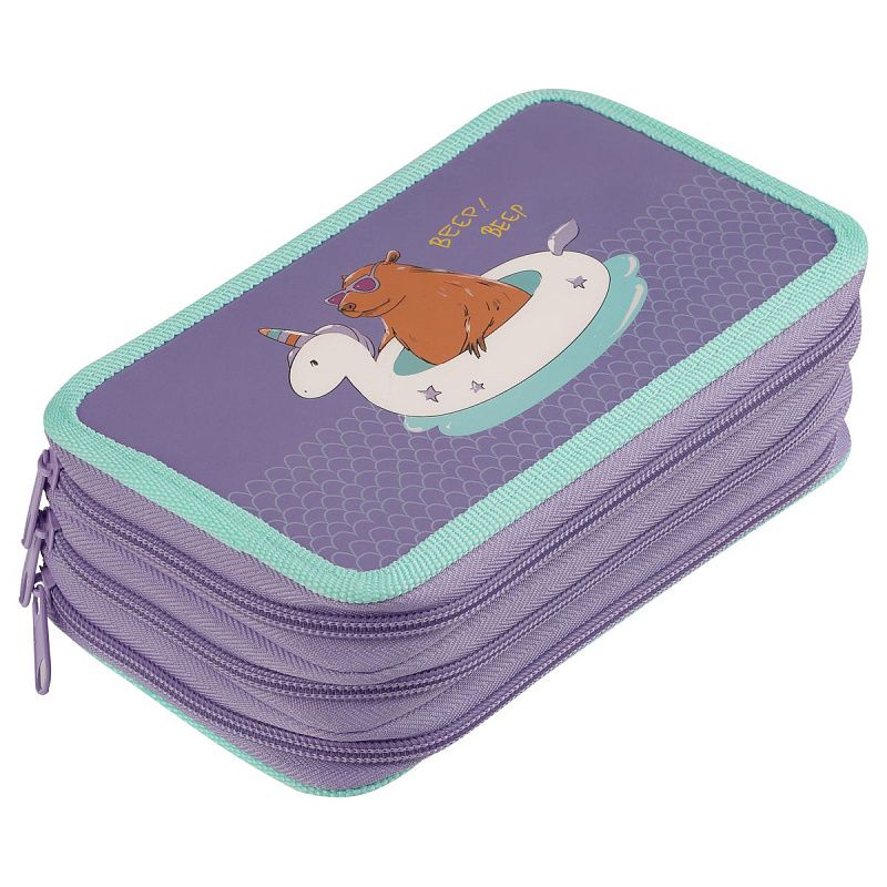 Пенал 3 отделения, 190*110 ArtSpace "Capybara", ламинированный картон 