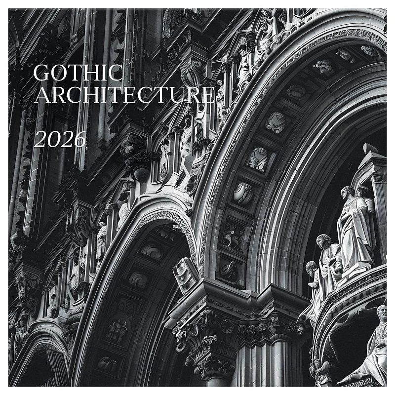 Календарь настенный перекидной на скрепке, 290*290 мм 12л. BG "Архитектура", 2026г.