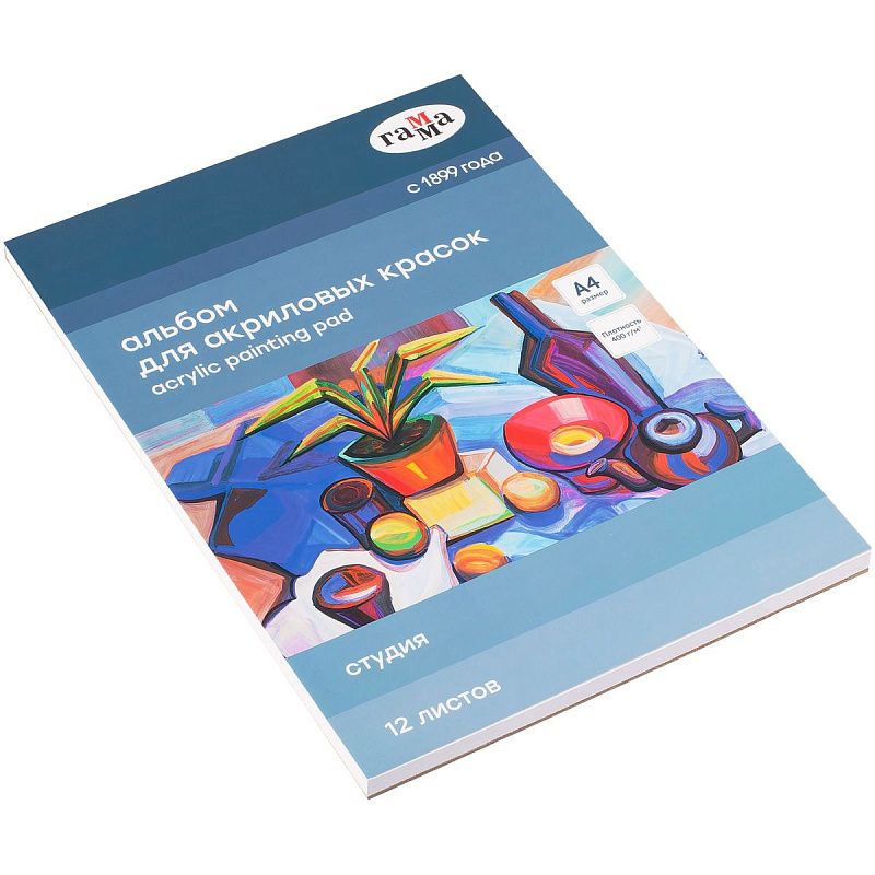 Альбом для акрила, 12л., А4, на склейке Гамма "Студия", 400г/м3