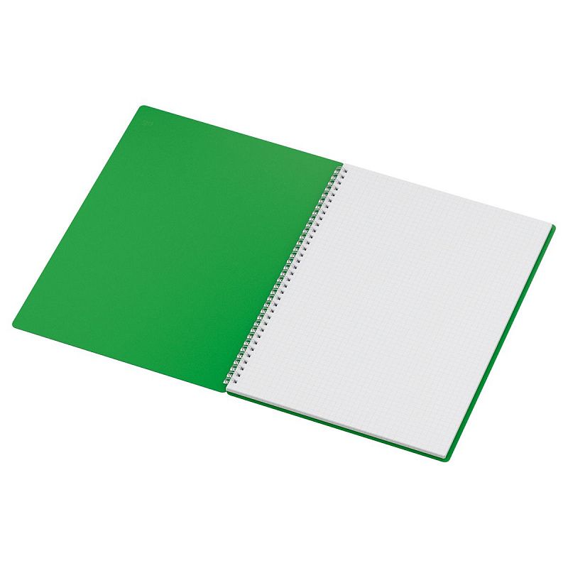 Тетрадь 48л., А4 клетка на гребне BG "Base", пластиковая обложка, зеленый