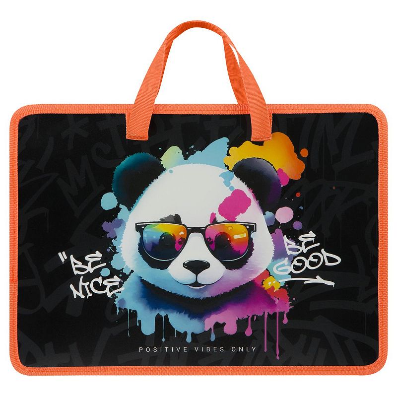 Папка с ручками А4 ArtSpace "The Colored Panda", пластик, на молнии, 70мм 