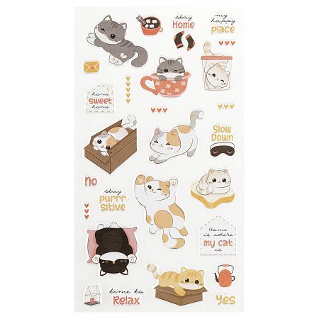 Наклейки объемные MESHU "Funny kitty", 10*23см, пакет европодвес
