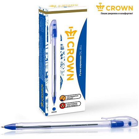 Ручка шариковая Crown "Oil Jell" синяя, 0,7мм, штрих-код 