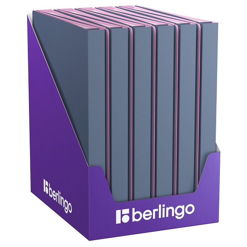 Папка с 40 вкладышами Berlingo "Soft Touch Pro", 24мм, 700мкм, с внутр. карманом, серая, внутр. лиловая, софт-тач 