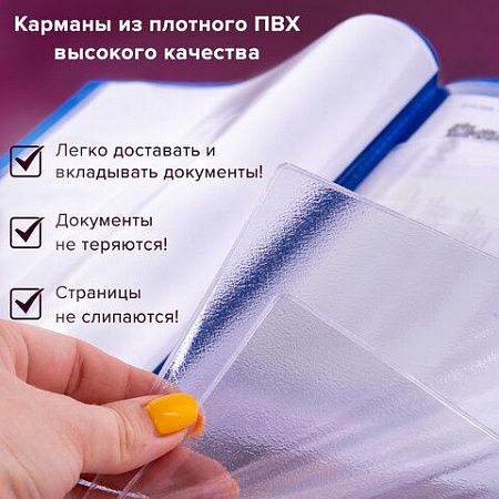 Папка для семейных документов с файлами (паспорта, свидетельства, полисы, СНИЛС) STAFF, 16 отделений, ПВХ, синяя, 237806 