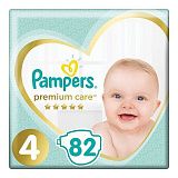 Подгузники 82 шт. PAMPERS (Памперс) Premium Care, размер 4 (9-14 кг), 1210801