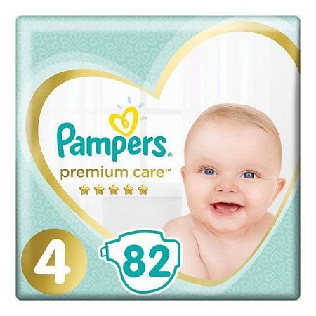 Подгузники 82 шт. PAMPERS (Памперс) Premium Care, размер 4 (9-14 кг), 1210801