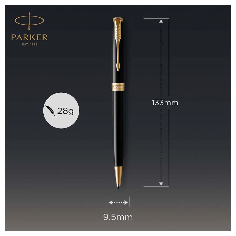 Ручка шариковая Parker "Sonnet Black Lacquer GT" черная, 1,0мм, поворот., подарочная упаковка 