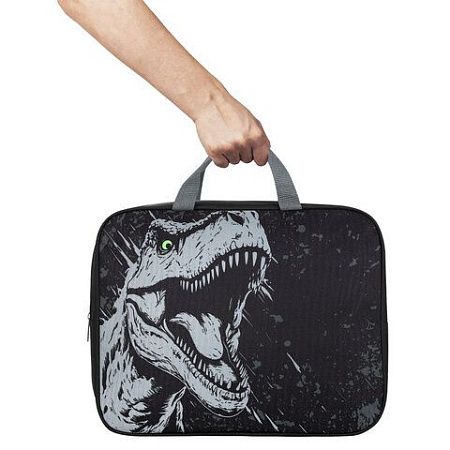Папка на молнии с ручками BRAUBERG А4, 1 отделение, полиэстер, 80 мм, Scary dino, 273308 