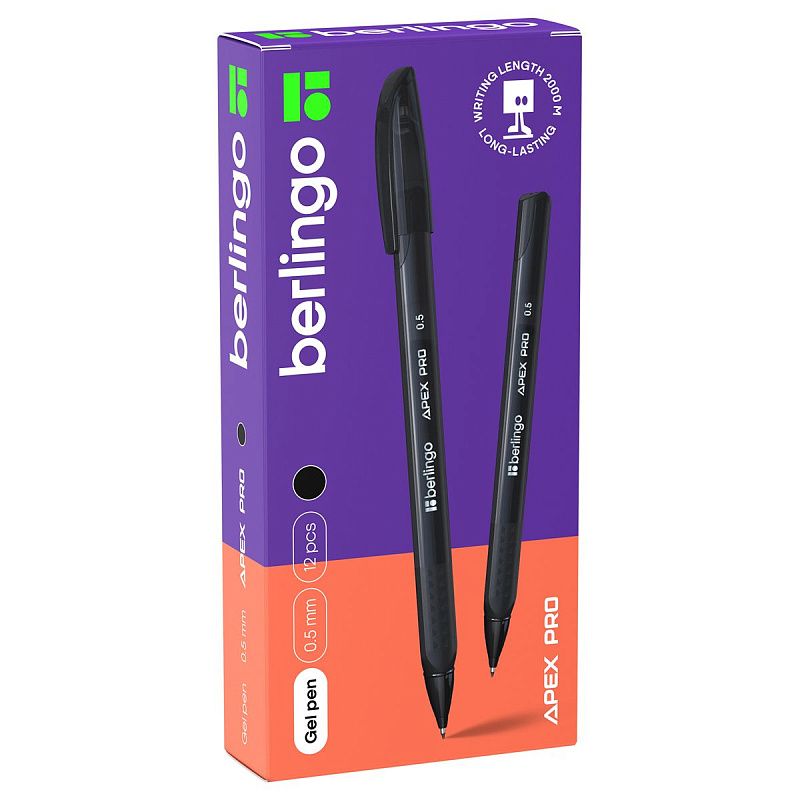 Ручка гелевая Berlingo "Apex Pro" черная, 0,5мм, трехгранный корпус 