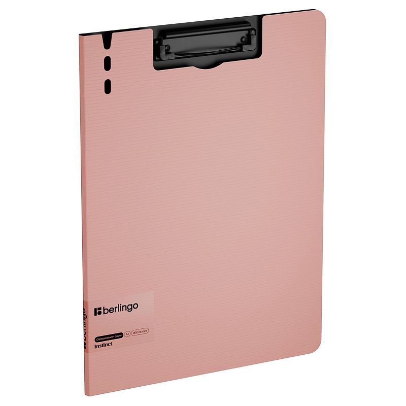 Папка-планшет с зажимом Berlingo "Instinct", А4, пластик (полифом), фламинго/черный