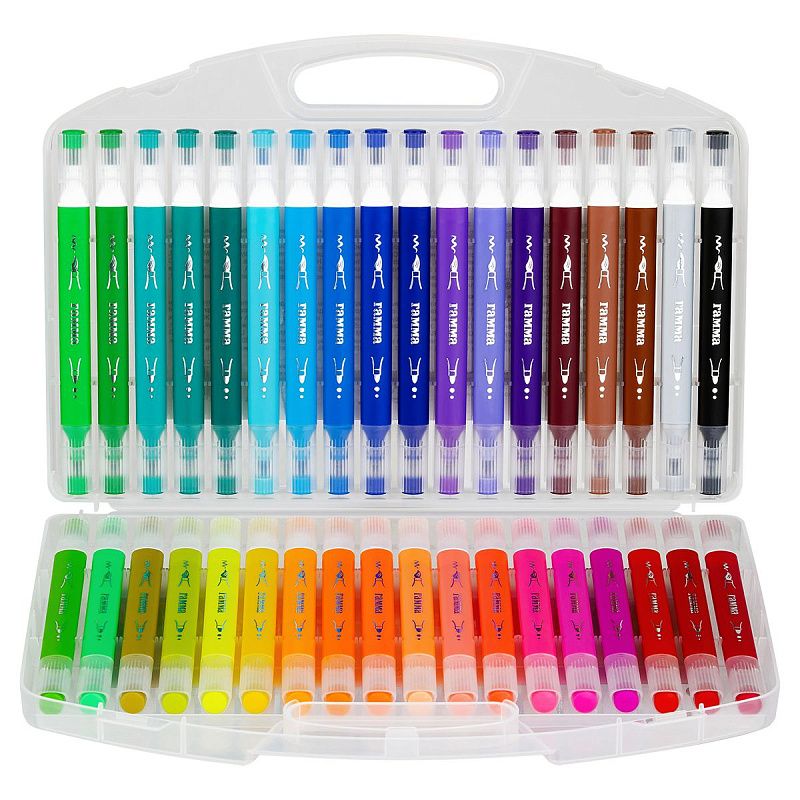 Фломастеры двусторонние Гамма "Классические", 36цв., суперсмываемые, пластик.бокс, т/у