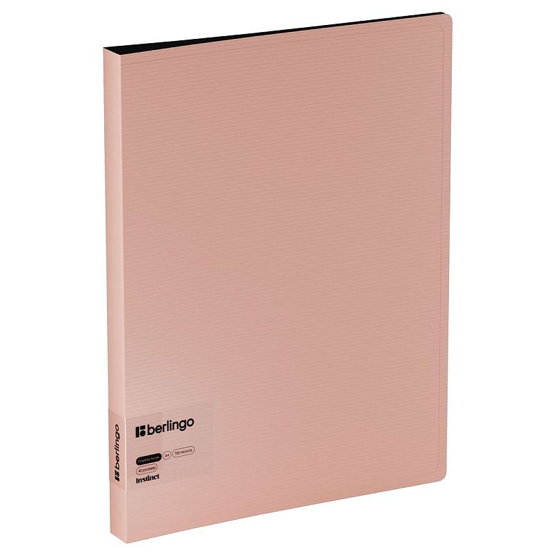 Папка с 40 вкладышами Berlingo "Instinct", 24мм, 700мкм, с внутр. карманом, фламинго