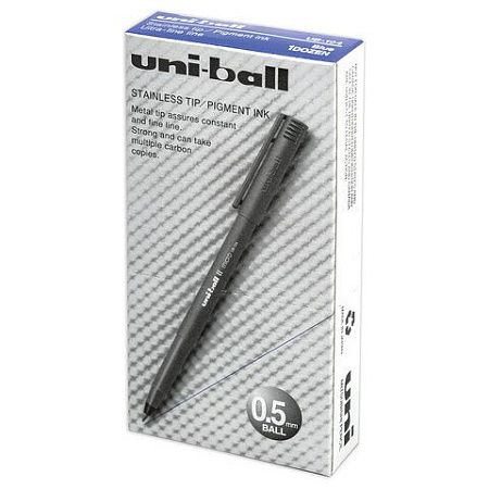 Ручка-роллер Uni-Ball II Micro, СИНЯЯ, корпус черный, узел 0,5 мм, линия 0,24 мм, UB-104 Blue 