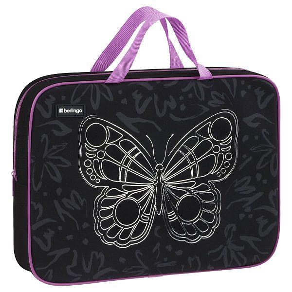 Папка текстильная с ручками 1 отделение, А4 Berlingo "Butterfly Effect", 350*265*80мм, текстиль, на молнии