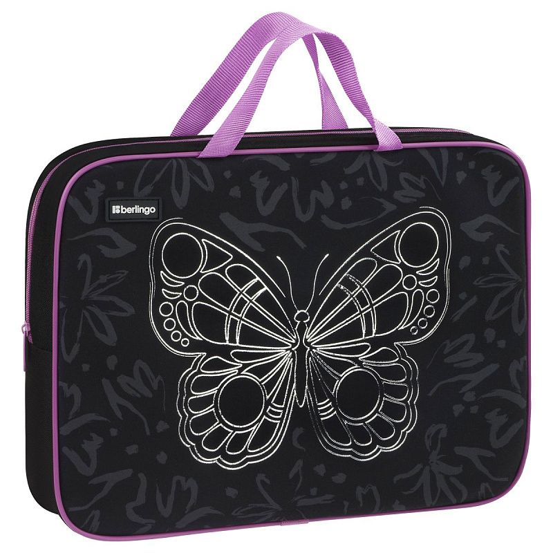 Папка текстильная с ручками 1 отделение, А4 Berlingo "Butterfly Effect", 350*265*80мм, текстиль, на молнии