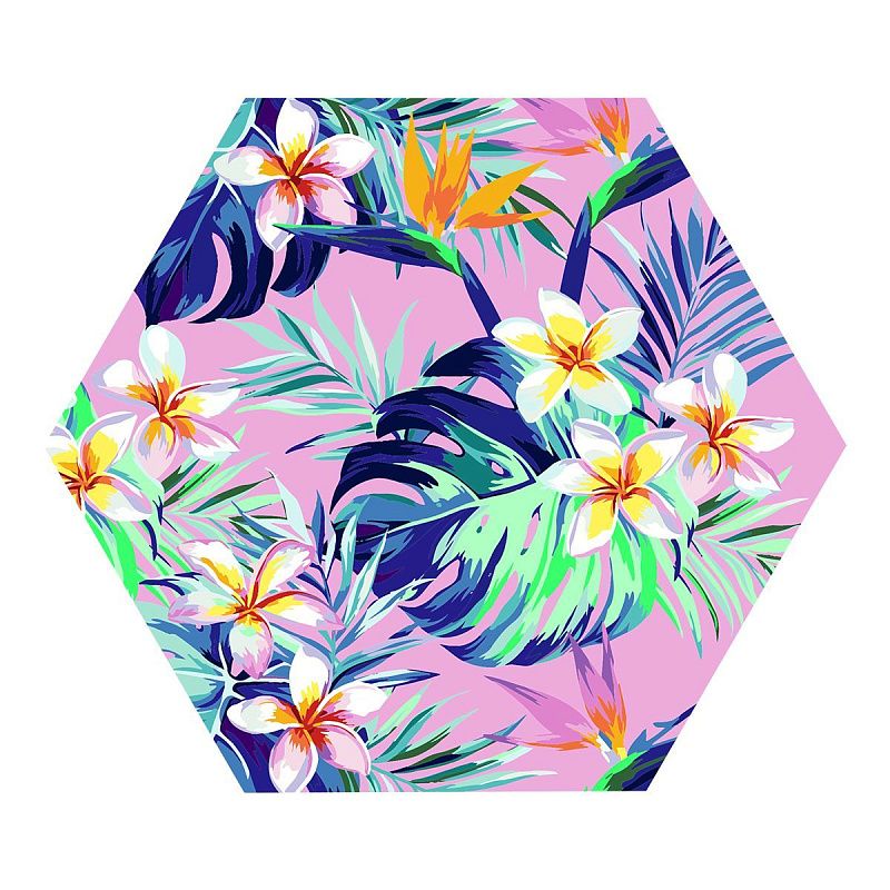 Картина по номерам на фигурном холсте ТРИ СОВЫ "Тропический сад", форма многоугольник, с акриловыми красками и кистями