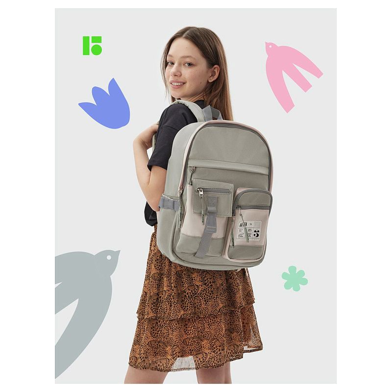 Рюкзак Berlingo Tasty "Green matcha", 40*28*15см, 1 отделение, 7 карманов, уплотненная спинка 