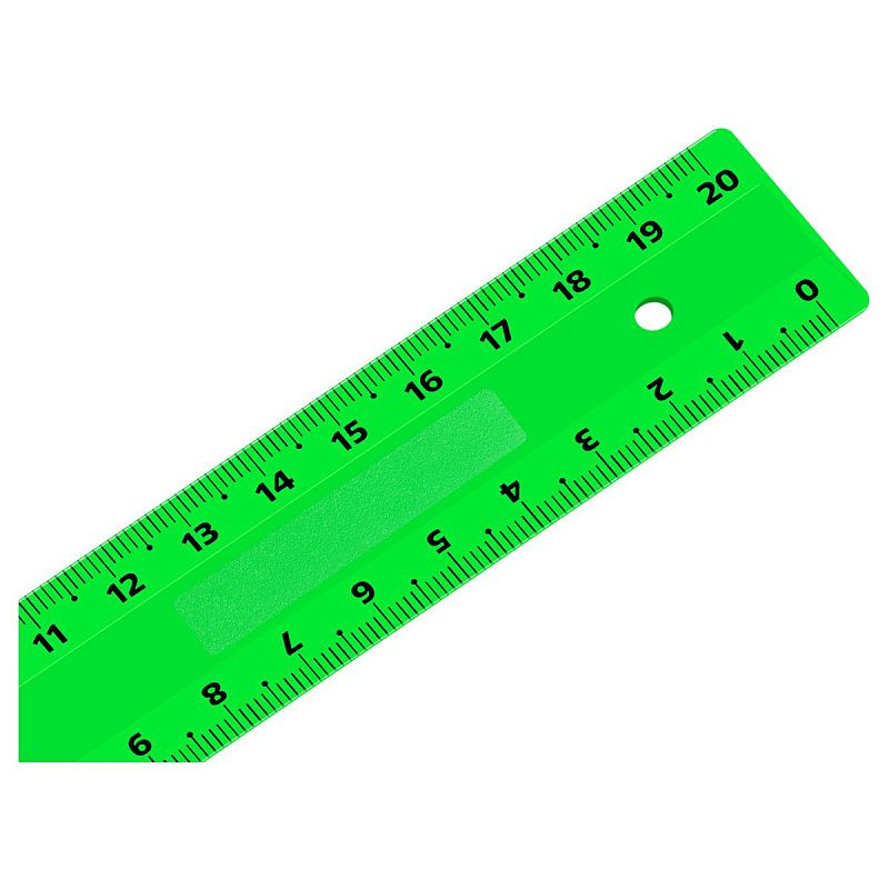 Линейка 20см СТАММ, пластиковая, 2 шкалы, непрозрачная, неоновые цвета, ассорти, европодвес 