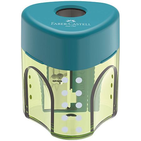 Точилка пластиковая со "шторкой" Faber-Castell "Grip Auto Mini" 1 отверстие, контейнер, розовая/бирюзовая/синяя 