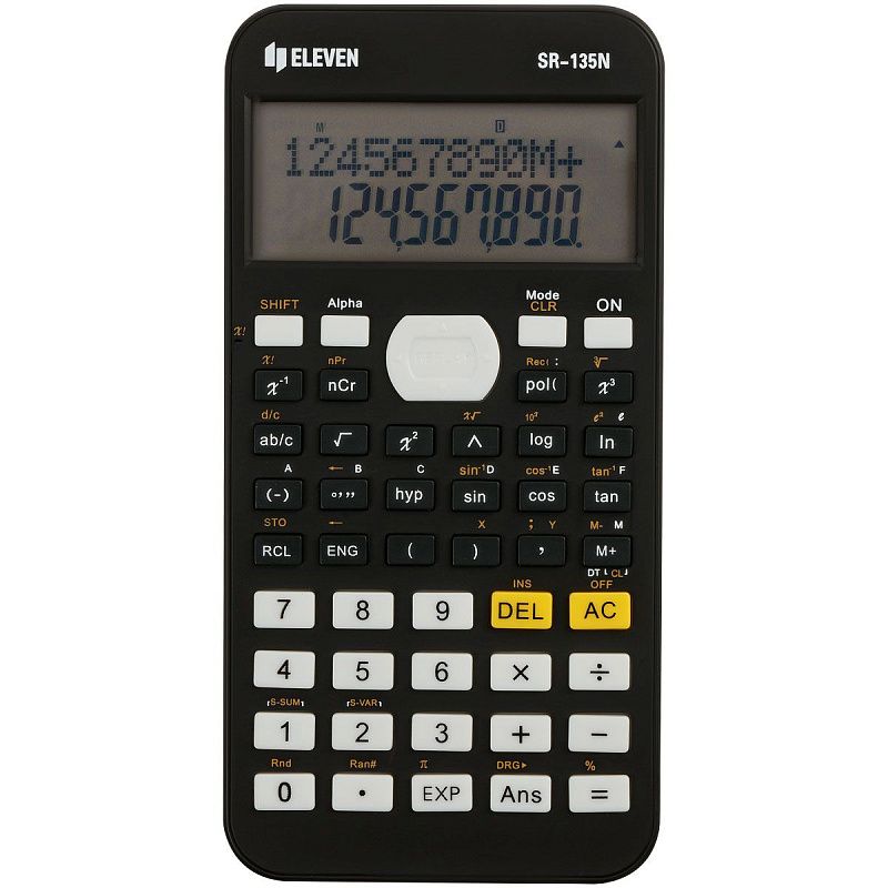 Калькулятор научный Eleven SR-135N, 10+2 разрядов, 240 функций, питание от батарейки, 75,5*148*13мм, черный
