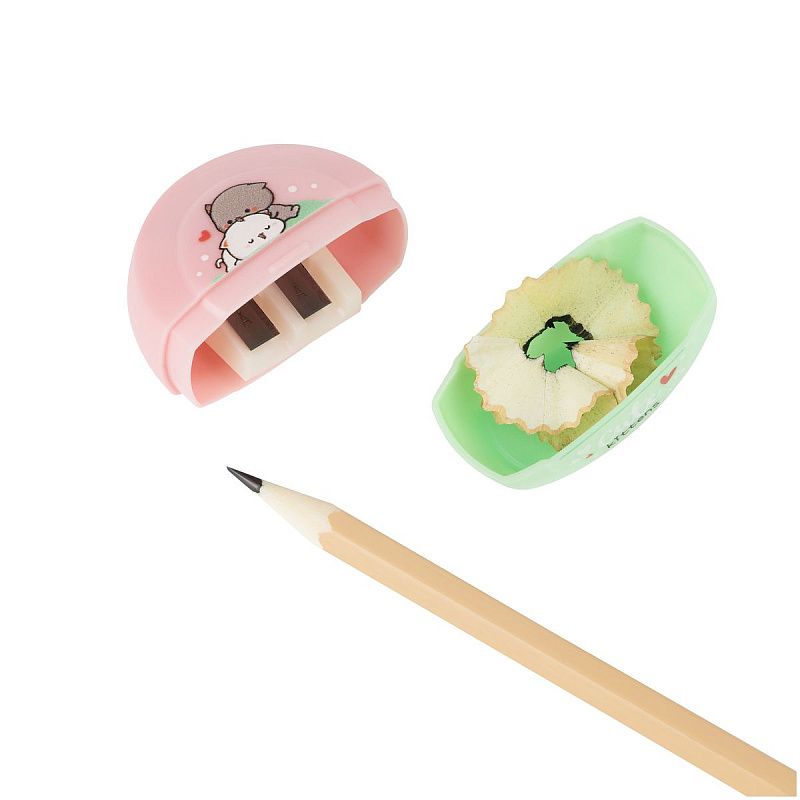 Точилка пластиковая MESHU "Cute kittens", 2 отверстия, ассорти 