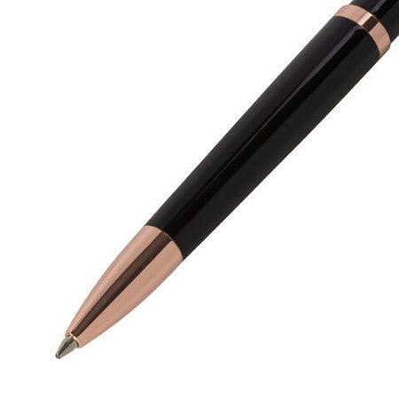 Ручка подарочная шариковая GALANT "PUNCTUM BLACK", корпус черный, детали розовое золото, узел 0,7 мм, синяя, 143514 