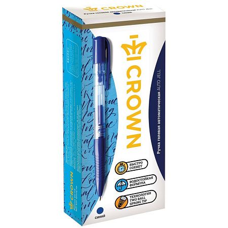 Ручка гелевая автоматическая Crown "Auto Jell" синяя, 0,7мм 